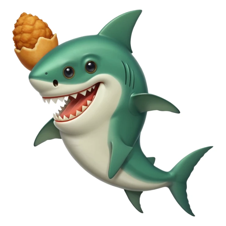 green shark holds with a fin fried chicken leg sticker