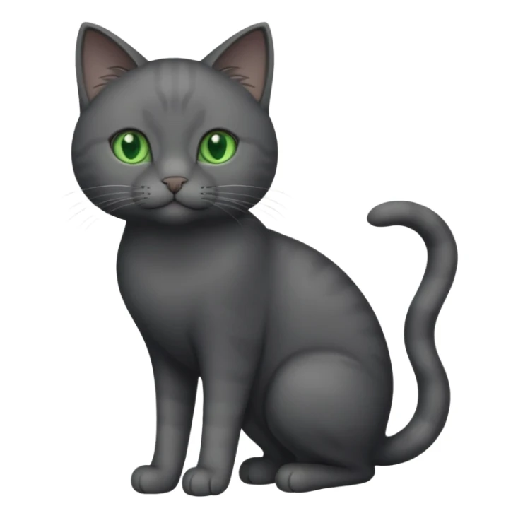 full body solid dark grey cat with green eyes and white paws and whiskers sticker