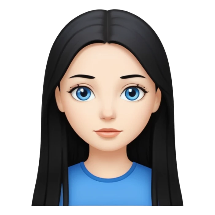 Chica bonita blanca de cabello largo liso y negro  sticker