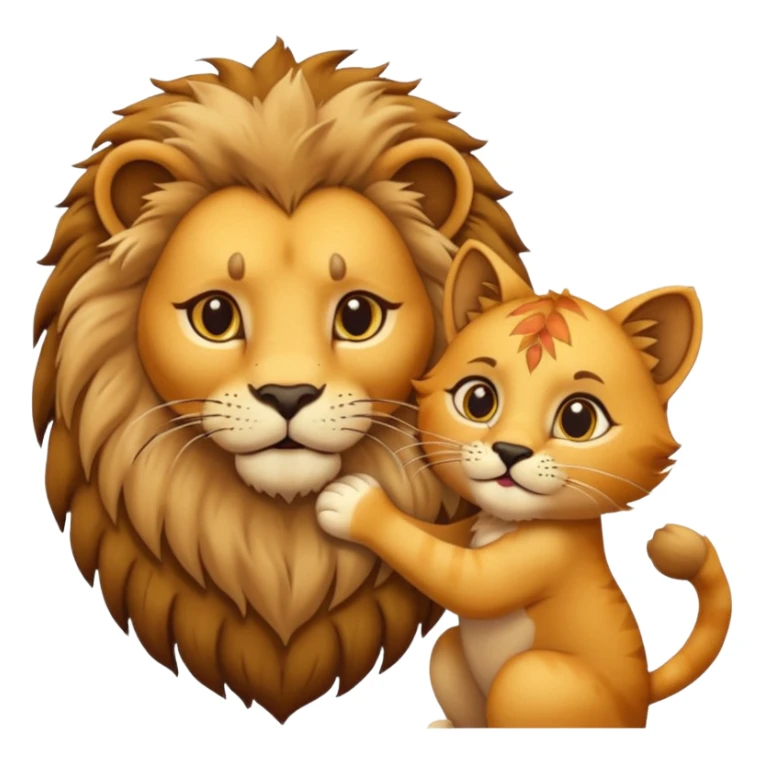 Animal Gato tocando la cabezo de un leon sticker