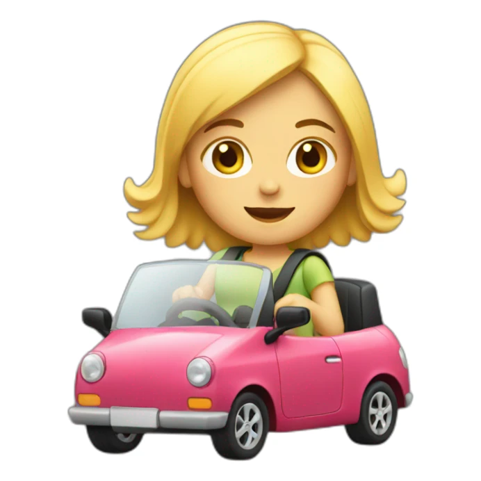 girl Driving Small Car sticker
