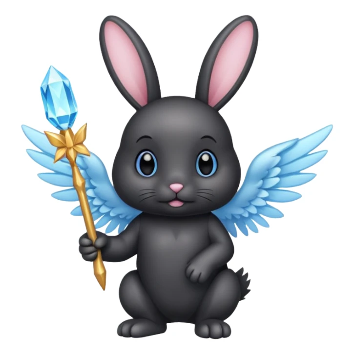 Black bunny with wings and with cristal wand  sticker