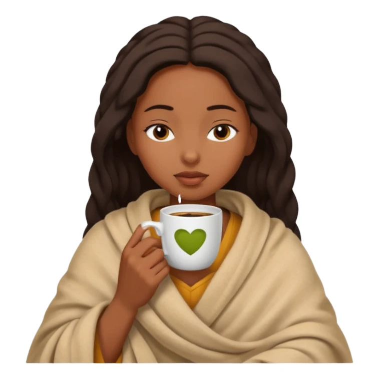black girl inside a blanket sipping coffee eyes closed sticker