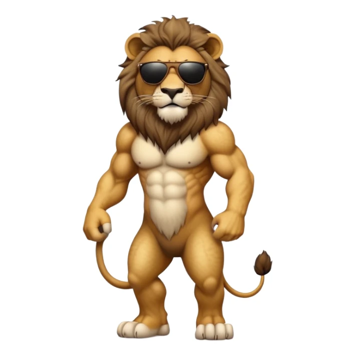 anthropomorphised lion wearing dark sunglasses walking upright sticker