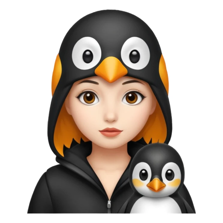 A girl with penguin outfit  sticker