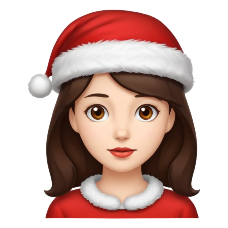 brunette woman with wearing Santa sticker