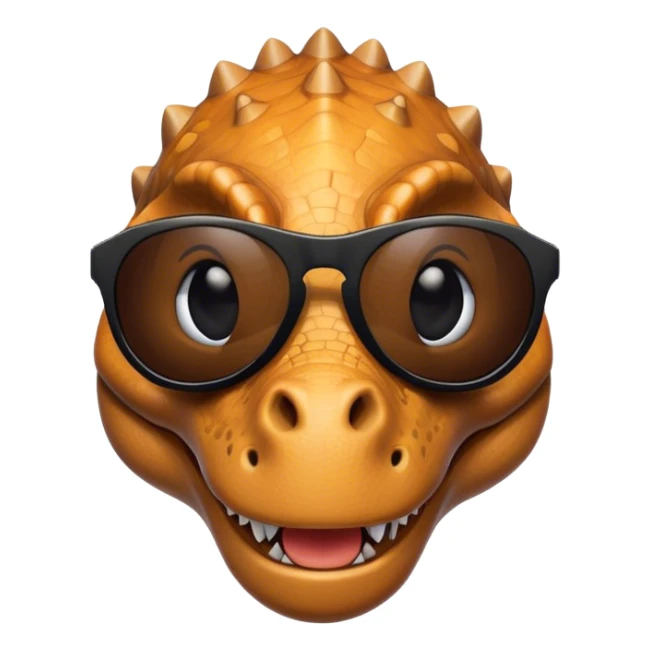 face of a dinosaur with total black sunglasses on sticker