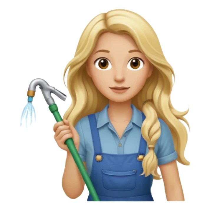 blonde lon hair female gardener hose sticker