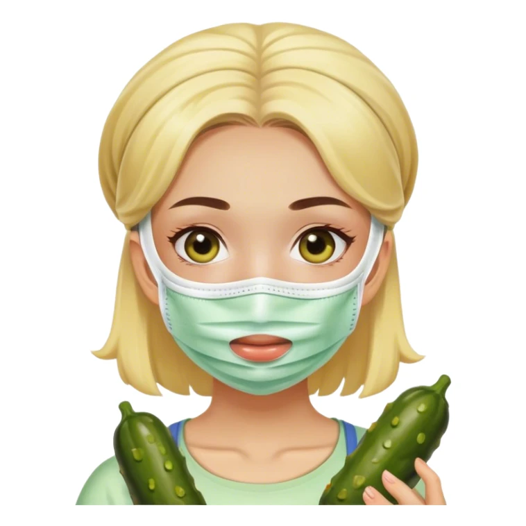 Chica con una mascarilla y pepinillos  sticker