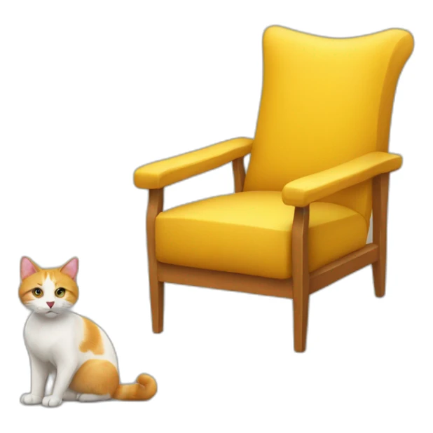 Fauteuil jaune avec un chat roux sticker