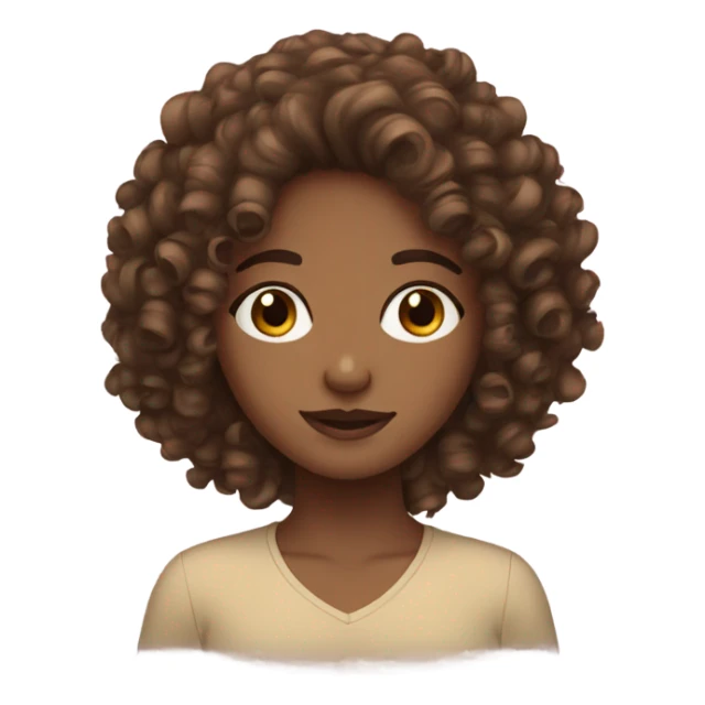 Brown curly haired girl with brown eyes and skin sticker