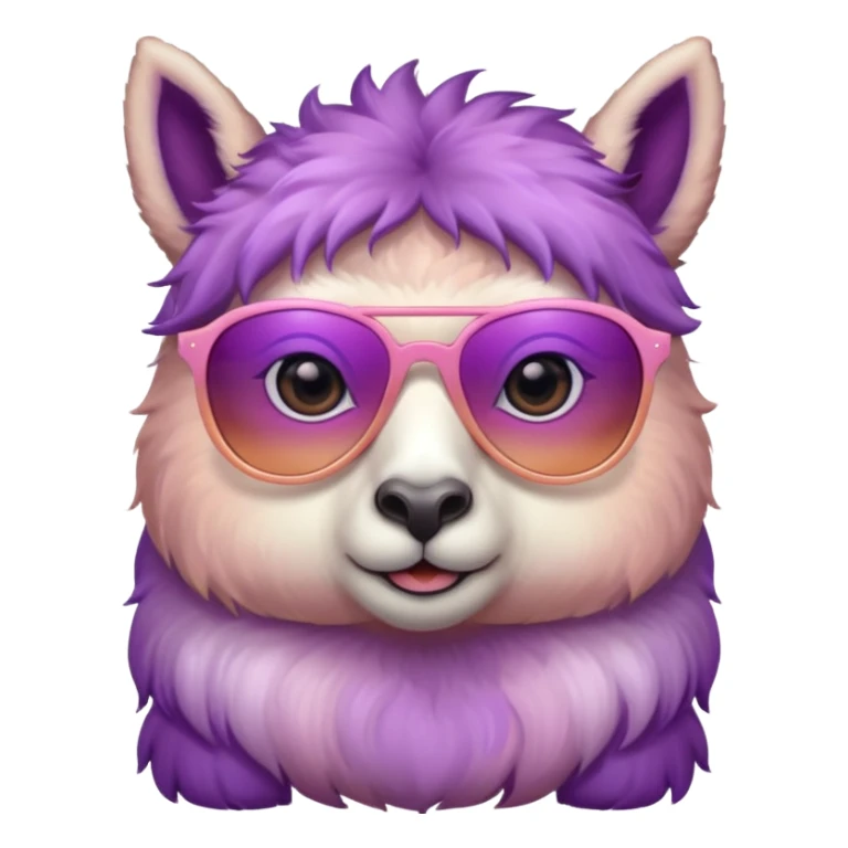 gradient purple color peach pink white cute eyes lama sun glasses sticker
