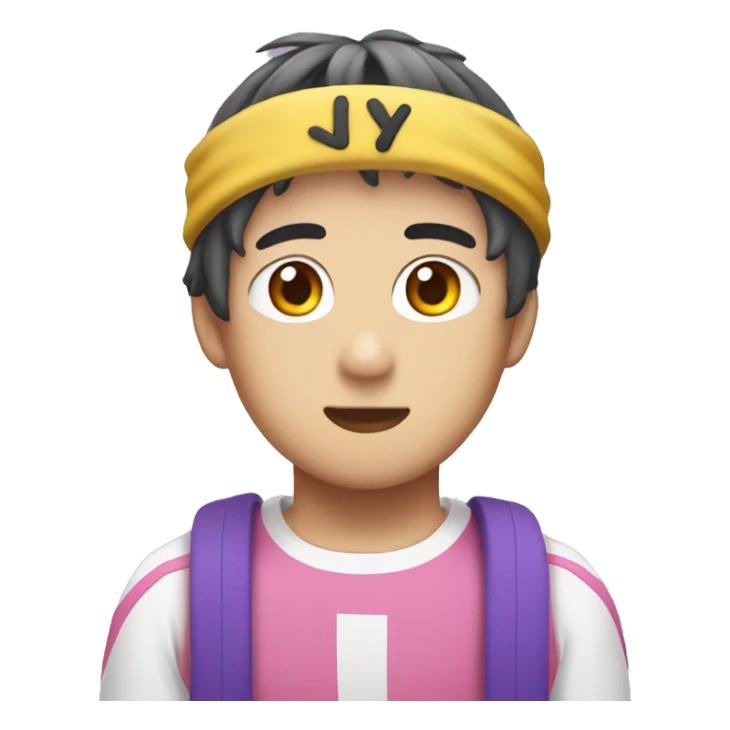 Jin from BTS wearing wootteo headband  sticker