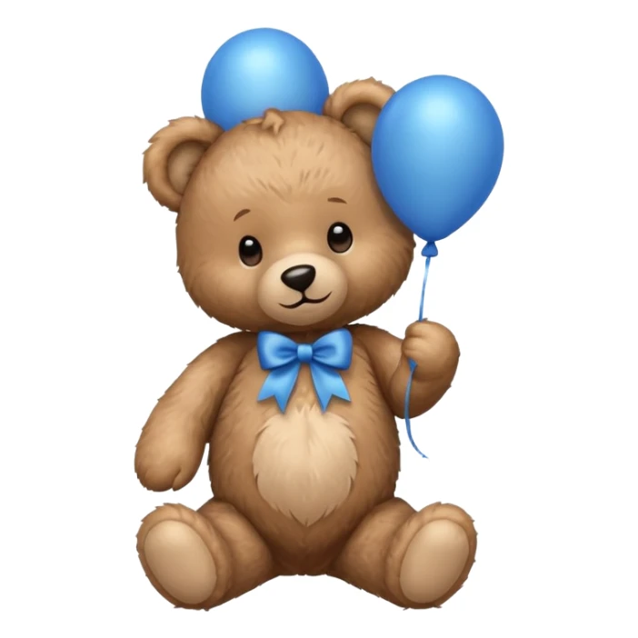 teddy bear holding balloons, birthday, cute, fluffy, semi-realistic sticker
