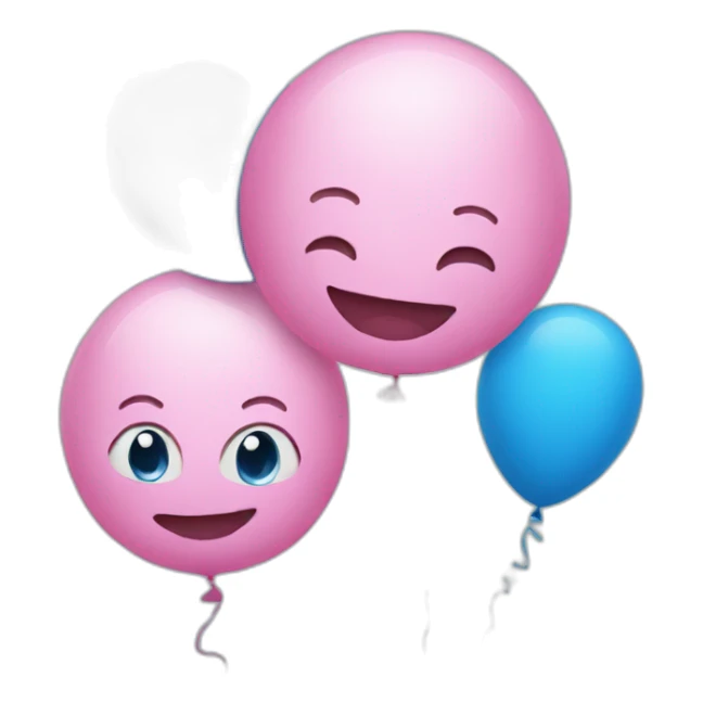 one blue balloon and one pink balloon sticker