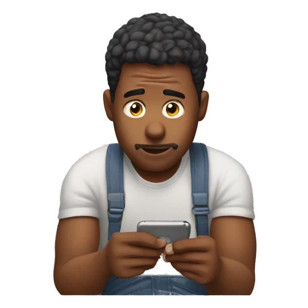 guy trying to figure out how to make emojis on his phone sticker