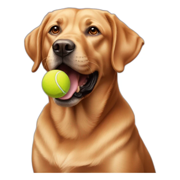 Red labrador with a tennis ball on his mouth sticker