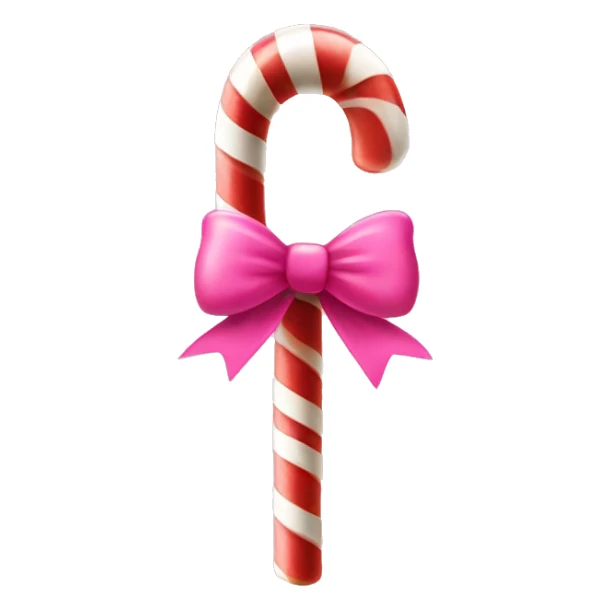 one candy cane with pink bow ribbon tied  sticker