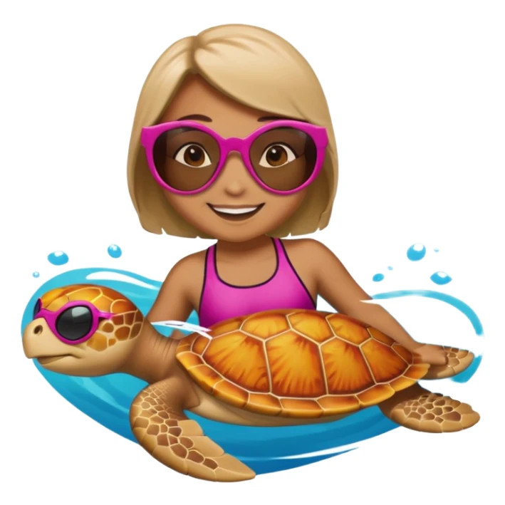 See Turtle wearing  swimsuit and sun glasses in love sticker