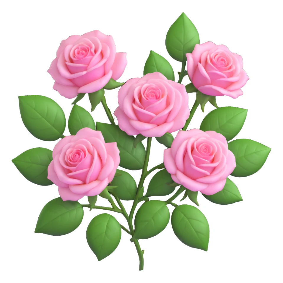 three elegant pink roses with green leaves, glossy finish, realistic textures, modern and clean look, soft lighting, circular background sticker