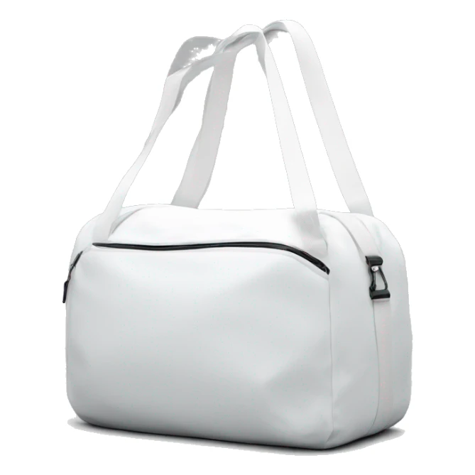 all white shoulder gym bag, white strap sticker