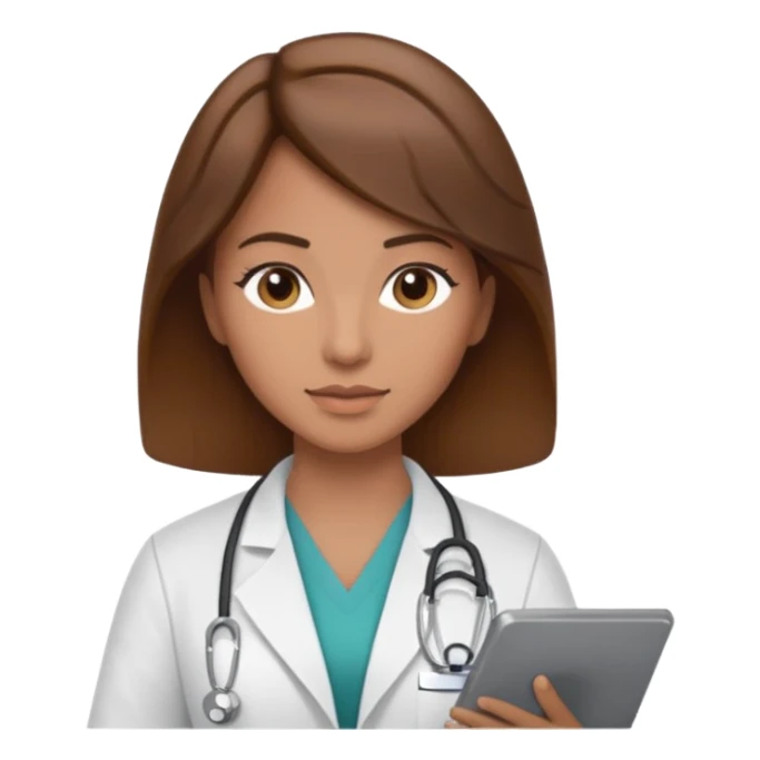 female doctor and ultrasound technician brown hair on technician sticker