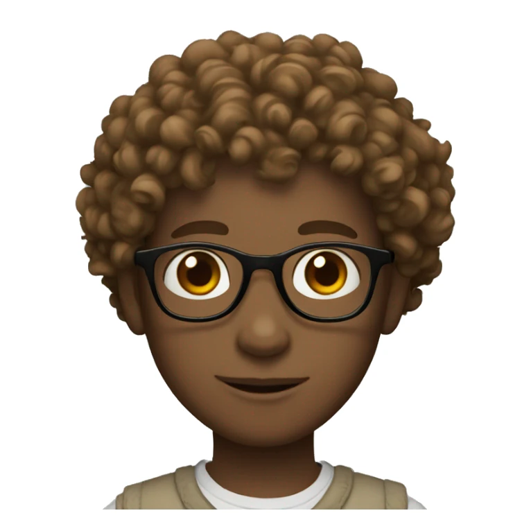  white curly boy with glasses and brown eyes sticker