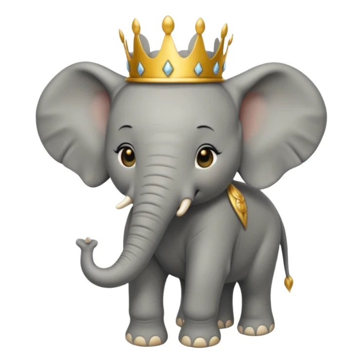 Elephant calf with small crown symbol on head. sticker