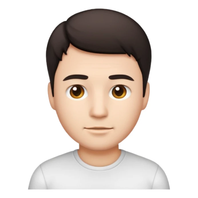 Ai create iPhone emoji, With hair comma hair short, Male, and make white shirt sticker