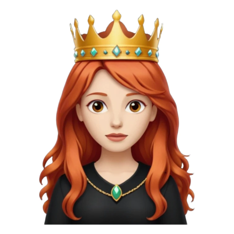 red-haired long hair princes with crown mustace. dark outfit sticker