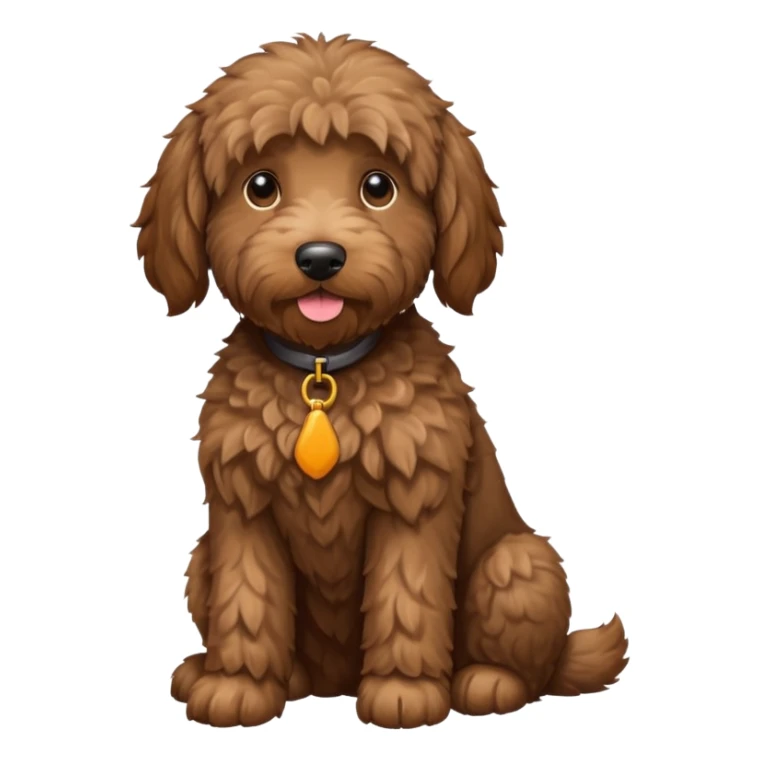 dark brown goldendoodle with straight fur, sitting sticker