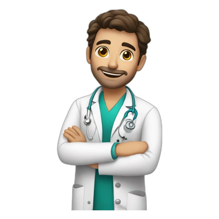 Young Spanish Aesthetic doctor saying hello sticker