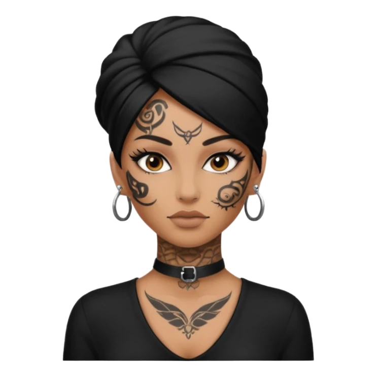 white shaman woman black clothes black accesories face tattoos sticker
