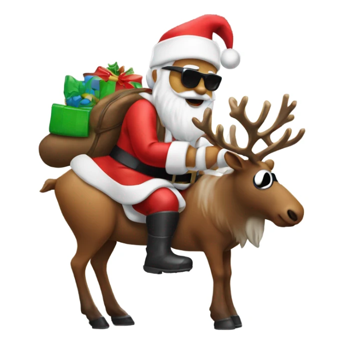 santa clause on a reindeer pooping with sunglasses  sticker