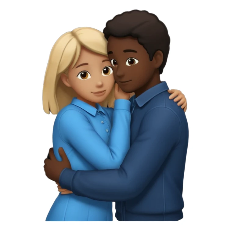 Two people hugging. They are facing each other. Silhouette only.  sticker