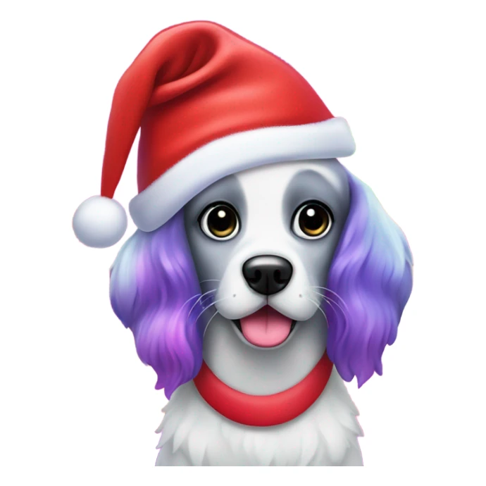 Lisa frank Christmas dog with Santa hat sticker
