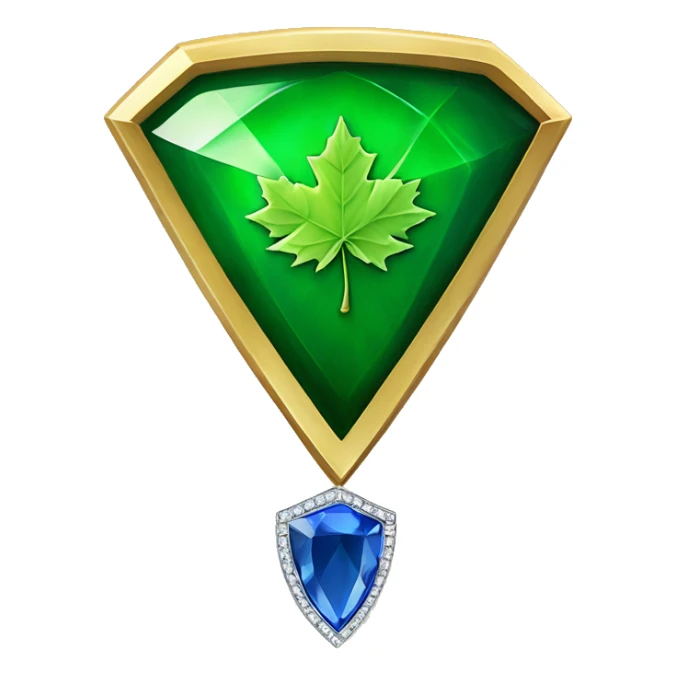 Green Maple Leaf Add Diamond saphire  gems, trophy, add a shield sticker