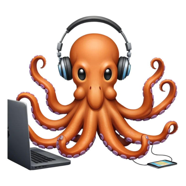 Octopus DJ in office  sticker