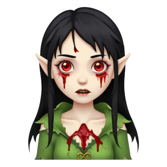 woman elves zombie with black hair sticker