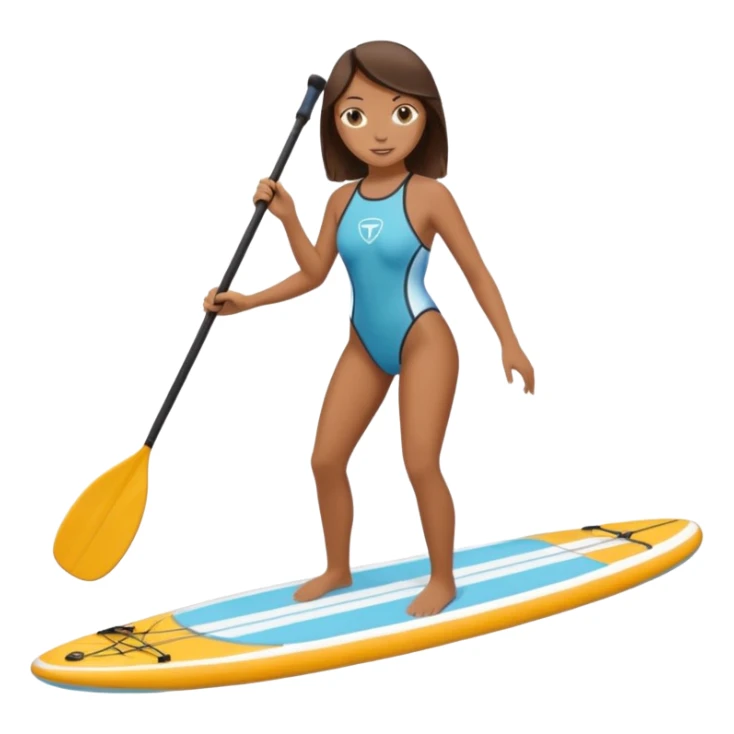 Brunette girl and paddle boarding  sticker