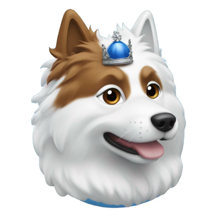 Spitz nain blanc et noir avec couronne avec un œil bleu et un oeil marron  sticker