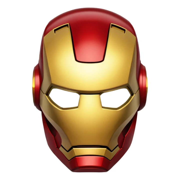 Iron Man helmet face, red and gold metal mask with glowing eyes sticker