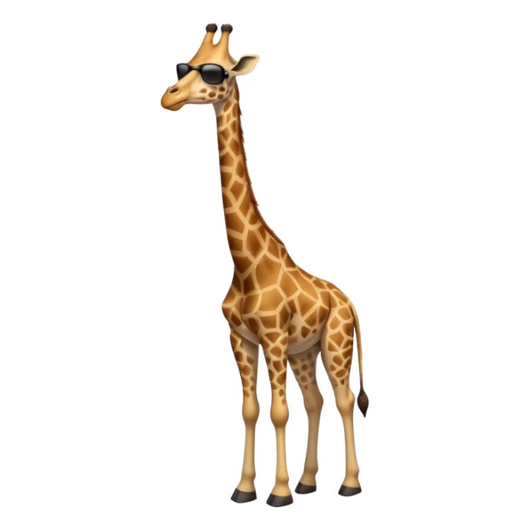friendly anthropomorphised giraffe in casual clothing with a different color, wearing dark sunglasses, walking upright in relaxed pose sticker
