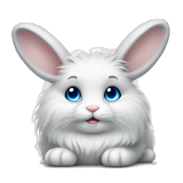 Very Fluffy bunny with blue eyes relaxing small ears sticker