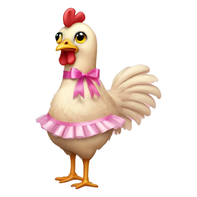 Chicken with pink ribbon and ballerina dress sticker