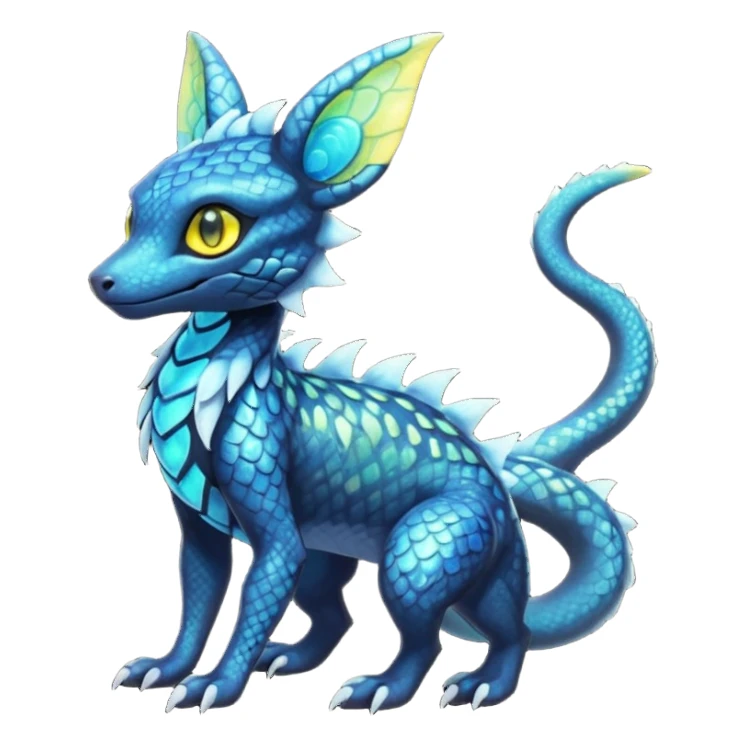 Anthropomorphic Scaley Exotic Salandit-Aurorus-Umbreon-Fakémon-hybrid-creature (full body)  sticker