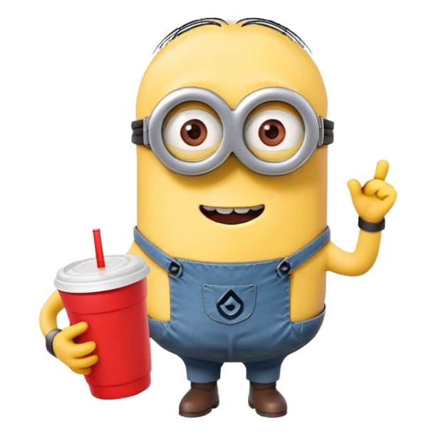 minion holding a red cup in its right hand sticker