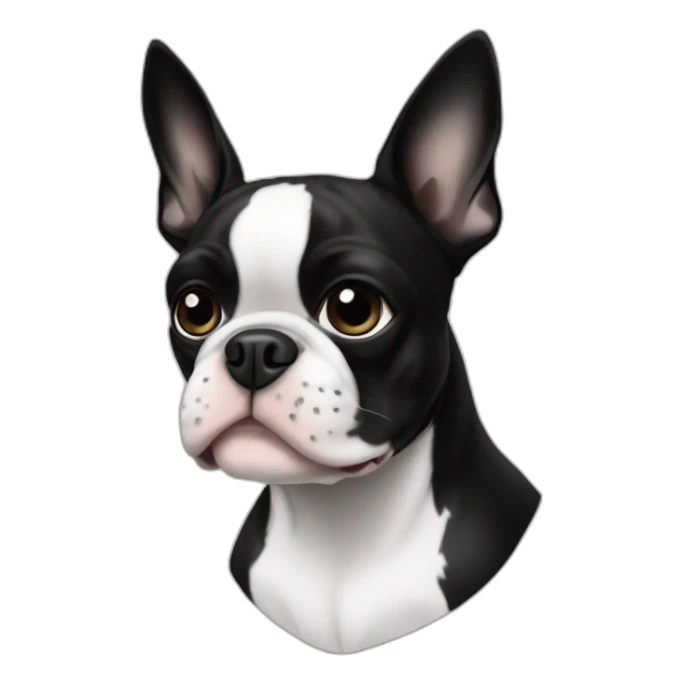 Boston Terrier asymmetric black and white sticker