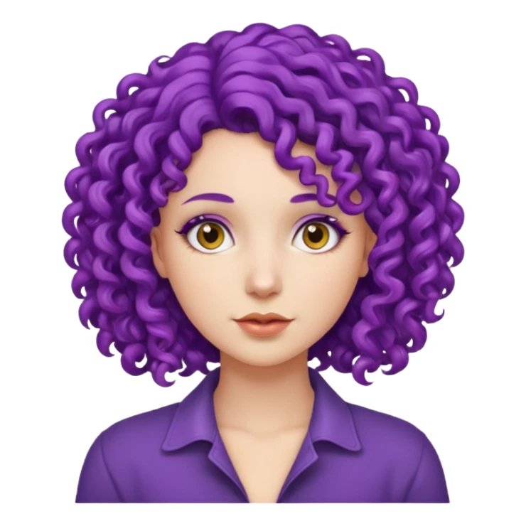 woman with purple curly hair sticker
