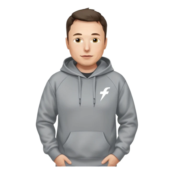 elon musk in gray hoodie full height sticker